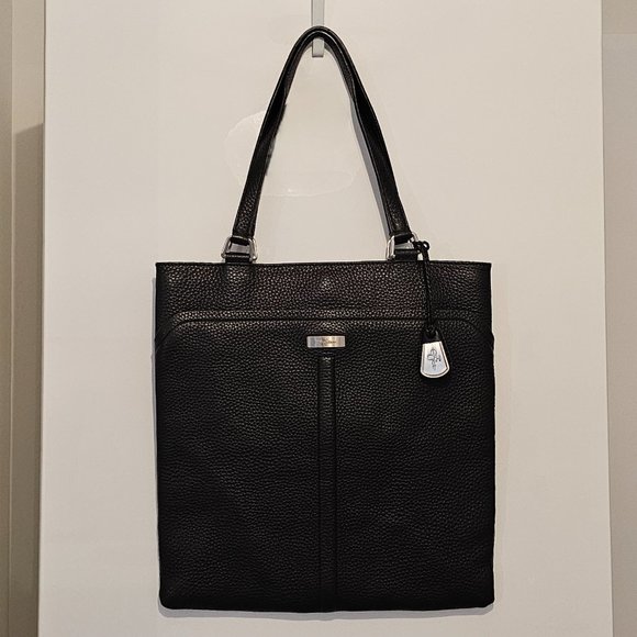 Cole Haan Marcy Tech Tote Bag Leather Slim Black Handbag - Picture 11 of 15